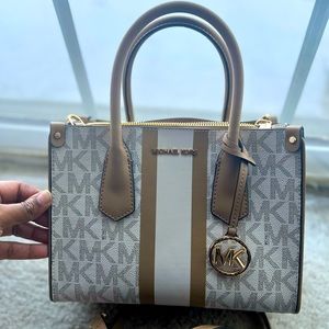 Michael Kors Center Stripe Maple Small Satchel